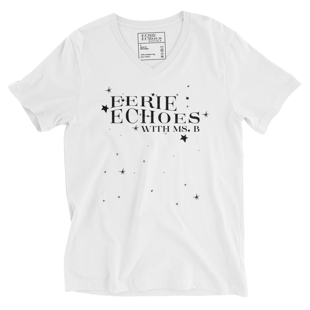 Eerie Echoes With Ms. B Official V-Neck WHITE [Unisex]